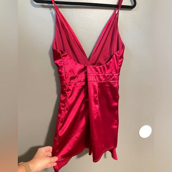 American Threads Ruby Red Satin Romper - Picture 2 of 3